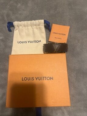 Louis Vuitton Brown Monogram Wide Bracelet with Gold Accents